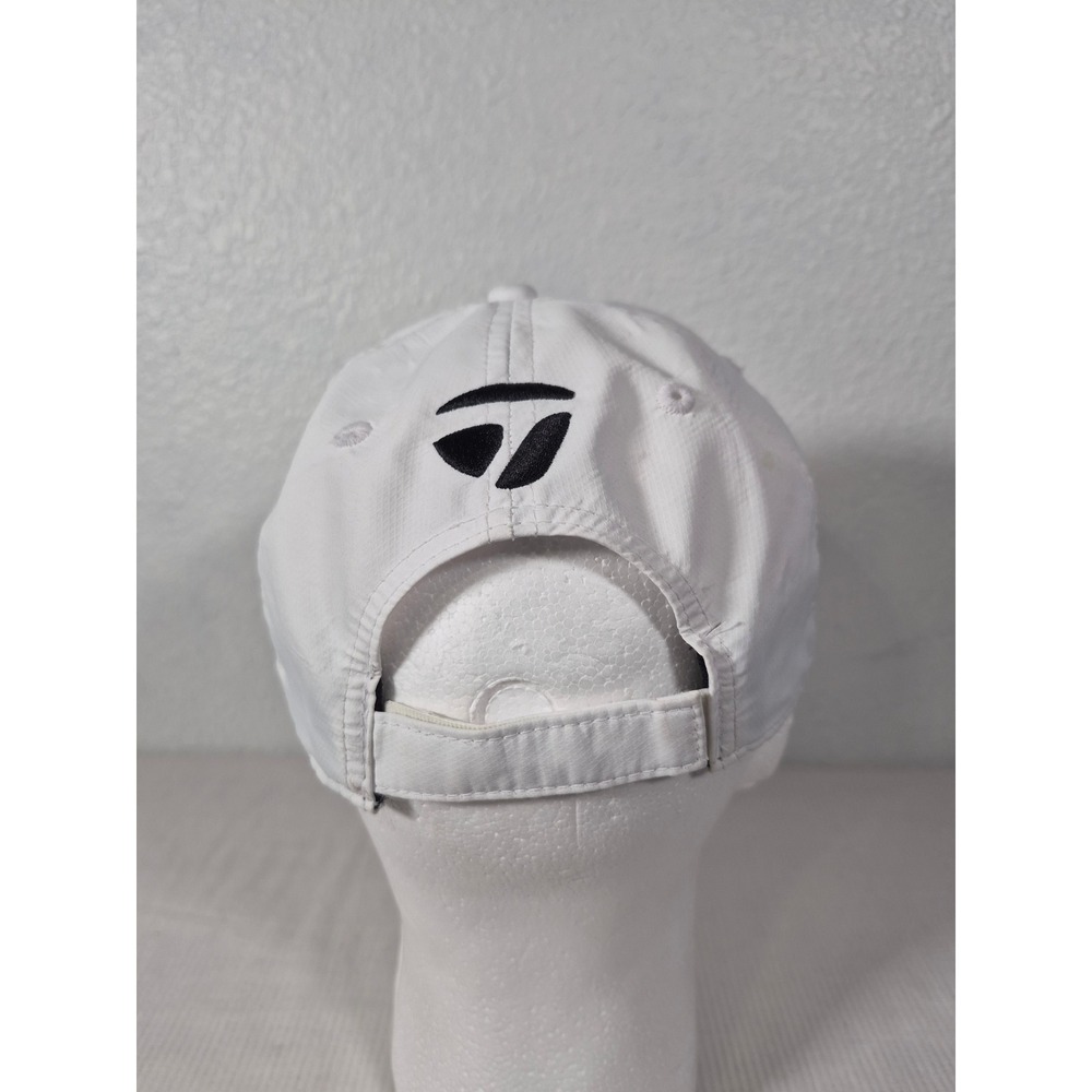 TaylorMade Golf Performance Adjustable Hat White Black Logo Mens Baseball Cap - Picture 3 of 9